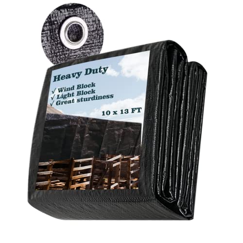 Strapazierfähige, schwarze, wasserdichte Abdeckplane, UV-beständig, 140 g/m², strapazierfähige Abdeckplane mit Ösen, Windschutz, Lichtblock, Mehrzweck-Plane für Camping, Schuppen, Fischteich, Heu, Strapazierfähige, schwarze, wasserdichte Abdeckplane, UV-beständig, 140 g/m², strapazierfähige Abdeckplane mit Ösen, Windschutz, Lichtblock, Mehrzweck-Plane für Camping, Schuppen, Fischteich, Heu, von VVFLED