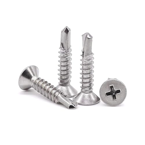 160 Stück 4.2 x 16 mm Blech Selbstschneidende Schrauben, 410 Edelstahl Blechschrauben Hochfeste Phillips Senkkopf Flachkopf, Selbstbohrende von VVHFXD