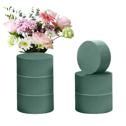 Blumensteckschaum Zylinder, 6 Stück Steckschaum für Blumen,Steckmasse für Kunstblumen,Steckmoos Rund, Nasssteckschaum, Steckschwamm für Frischblumen,Kunstblumen,Blumenarrangements,Basteln - 8 x 4 cm von VVHFXD
