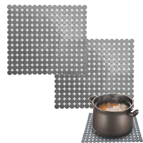 Spülbeckenmatte für Küche, Spülbeckeneinlage, Küchenspüle Matte, Geschirr Abtropfmatte, Zuschneidbar Abtropfmatte Spüle, Gegen Kratzer im Spülbecken, für Küche und Bad - 2 Stück Grau 31 x 27.5 cm von VVHFXD