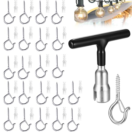 VVHFXD 22 Stück Schraubhaken, Deckenhaken, Edelstahl Hakenschrauben mit Sicherung, Haken mit Gewinde, Wandhaken zum Aufhängen Topfplanzen, Lichterketten, Käfig, Studio, Küche - Silber VVHFXD 22 Stück Schraubhaken, Deckenhaken, Edelstahl Hakenschrauben mit Sicherung, Haken mit Gewinde, Wandhaken zum Aufhängen Topfplanzen, Lichterketten, Käfig, Studio, Küche - Silber von VVHFXD