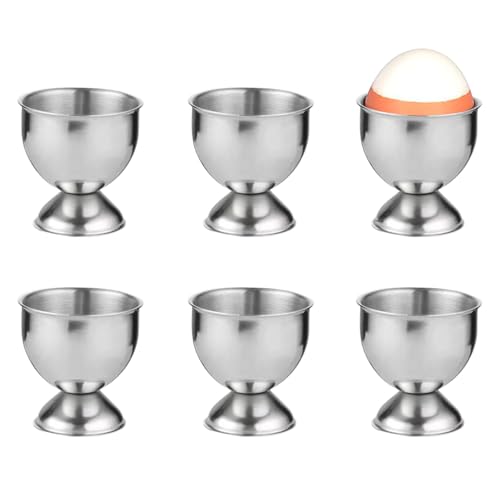 VVHFXD 6 Stück Eierbecher Edelstahl, mit Fuß, Stapelbar, Silber Eierbecher Camping, Egg Cup Halter, Tablett Frühstück von VVHFXD