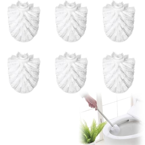 WC Bürstenkopf für Klobürsten, Klobürste Ersatzbürstenkopf, Toilettenbürste, Bürstenkopf Ø 8 cm aus Kunststoff, für Austauschklobürstenköpfe - 6 Stück Weiß von VVHFXD