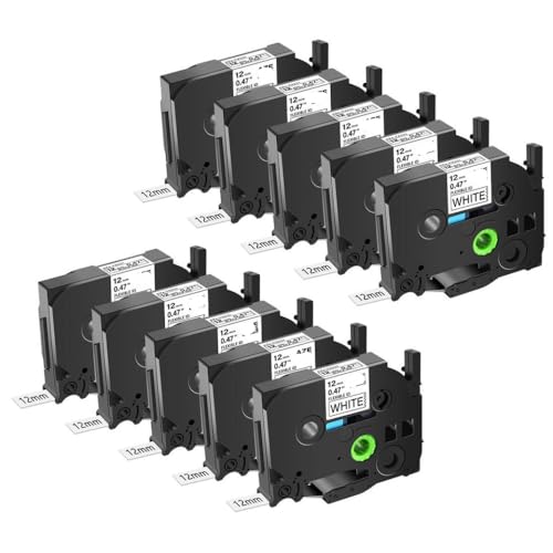 10 PCs kompatibel mit TZ Tze-FX231 LABELBABEL BALE EXTRISIBLE 12 mm schwarz auf dem weißen Band Kompatibel mit Pt-H110-Drucker(Black on White) von VVHKMSIL