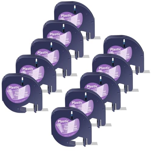 10 Pack kompatible Letra -Tag -Bänder Kompatibel mit A91330 A16952 A91331 Kunststoffpapier 12 mm x 4m Etikettklebeband funktioniert mit Plus LT100H(Clear-Plastic) von VVHKMSIL