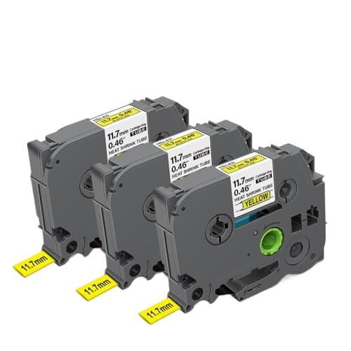 3pcs 11,7 mm Wärme Schrumpfrohrklebebandpatronenbezeichnungen kompatibel mit HSE231 PT-D400-Etikettdrucker(HSe631) von VVHKMSIL