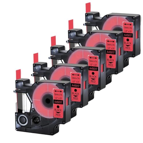 5pcs 12mm laminiertes Etikett kompatibel mit D1 45017 Schwarz auf roten Standardbandetiketten Kompatibel mit LabelPoint 100 150 Druckerbande 5pcs 12mm laminiertes Etikett kompatibel mit D1 45017 Schwarz auf roten Standardbandetiketten Kompatibel mit LabelPoint 100 150 Druckerbande von VVHKMSIL