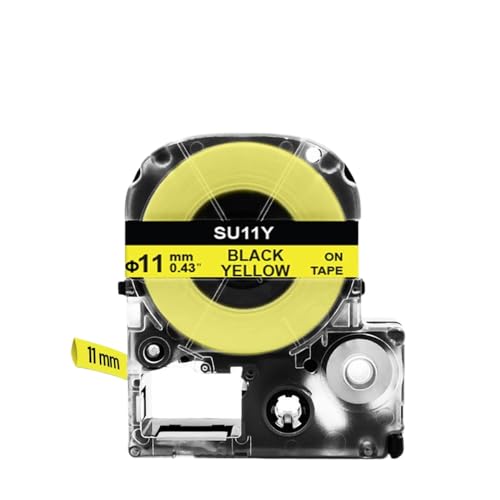 VVHKMSIL 10 pcs Wärmeschreinrohrkompatibel mit SU5S SU3Y SU11 Labelband Kompatibel mit LW-300 LW-400-Label-Maker-Style-Label-Hersteller(11mm Yellow) von VVHKMSIL