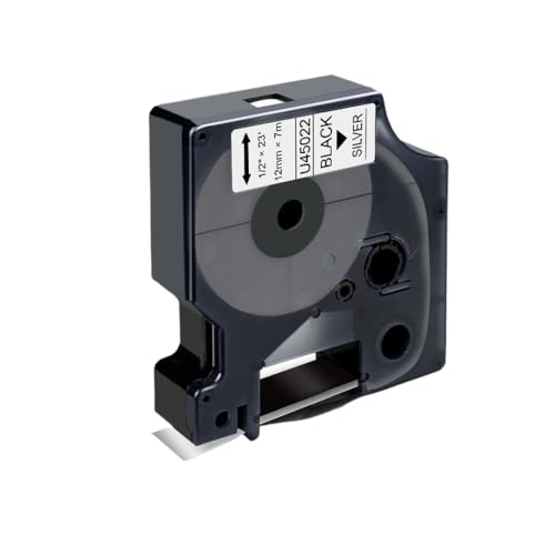 VVHKMSIL 10pcs 45013 Kompatible D1 -Band 12 -mm -Etikettkassettenband funktioniert mit 45010 45016 45017 45018 Kompatibel mit Label Manager 160 280 Label Maker(Black on Silver) von VVHKMSIL