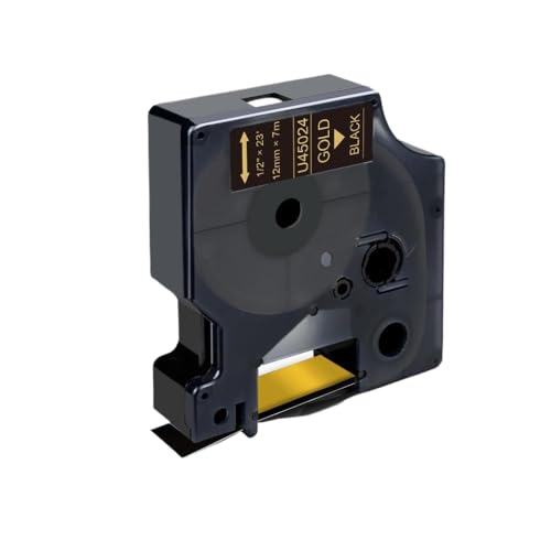 VVHKMSIL 10pcs 45013 Kompatible D1 -Band 12 -mm -Etikettkassettenband funktioniert mit 45010 45016 45017 45018 Kompatibel mit Label Manager 160 280 Label Maker(Gold on Black) von VVHKMSIL