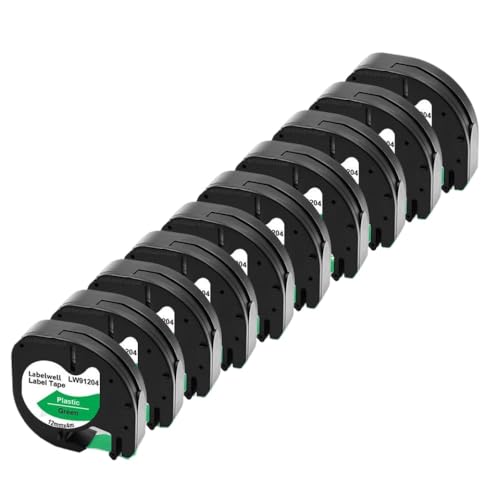 VVHKMSIL 10pk 12mm LT -Band kompatibel mit dem Etiketthersteller LT100H LT100T Arbeiten mit 91201 91331 12267 91200 91202 Etikettenbänder(Black on Green) von VVHKMSIL