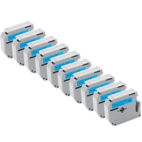 VVHKMSIL 10pk 12mm Labelbandkapitibel mit MK 231 M-K231 MK231 631 131 Modelle funktioniert mit PT-70 PT-80-Etikettendruckern(Black on Blue) von VVHKMSIL