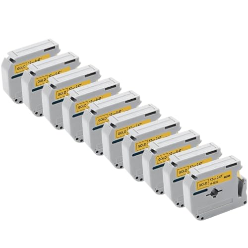VVHKMSIL 10pk 12mm Labelbandkapitibel mit MK 231 M-K231 MK231 631 131 Modelle funktioniert mit PT-70 PT-80-Etikettendruckern(Black on Gold) von VVHKMSIL