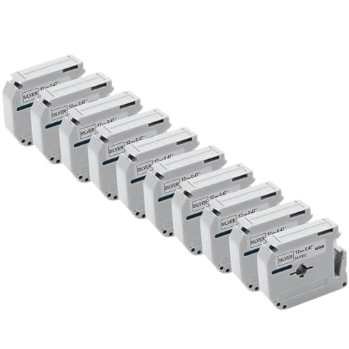VVHKMSIL 10pk 12mm Labelbandkapitibel mit MK 231 M-K231 MK231 631 131 Modelle funktioniert mit PT-70 PT-80-Etikettendruckern(Black on Silver) von VVHKMSIL