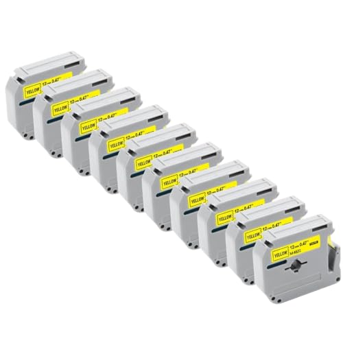 VVHKMSIL 10pk 12mm Labelbandkapitibel mit MK 231 M-K231 MK231 631 131 Modelle funktioniert mit PT-70 PT-80-Etikettendruckern(Black on Yellow) von VVHKMSIL