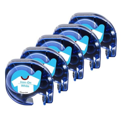 VVHKMSIL 12 -mm -Stoffband 5PK 18769 Bügeleisen auf Kleidung Etikett kompatibel mit 18773 18777 Kompatibel mit LT100H -Etikettdrucker(Blue on White) von VVHKMSIL