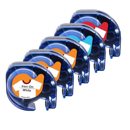 VVHKMSIL 12mm LT Fabric Compatible Etikett Tape 5PK Kompatibel mit LT100H LT100T Etikettdrucker funktioniert mit 18769 18773 18777 Modelle(3Mixed Colors) von VVHKMSIL