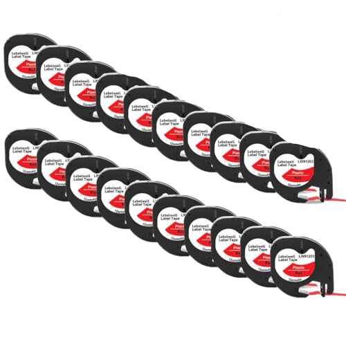 VVHKMSIL 20pk schwarz auf weiße Kunststoff-Etikettenbänder, kompatibel mit LT-100H(Black on Red) von VVHKMSIL