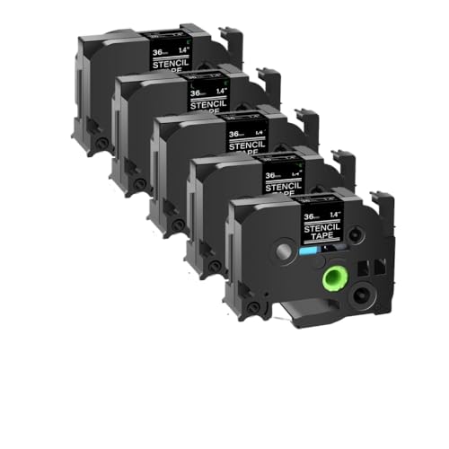 VVHKMSIL 5 PCs 18/24/36-mm-Äst-Schablonenbandkassette Nicht-klebendes Bandvergleich, kompatibel mit Druckermodellen STE-141 STE-151 STE-161(36mm) von VVHKMSIL