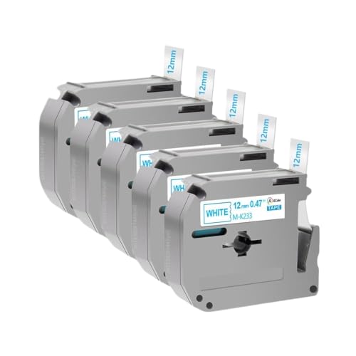 VVHKMSIL 5PK 12 mm kompatibles Etikettband Kompatibel mit MK231 MK131 MK631 233 Arbeiten mit PT70 PT80 PT90 -Label -Herstellern(Blue on White) von VVHKMSIL