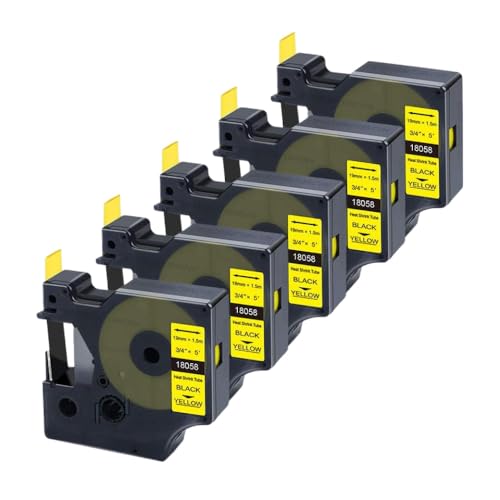 VVHKMSIL 5pcs 18051 18056 Wärmeschrumpfrohr -Etikettklebeband 18055 18053 18052 18054 kompatibel mit 4200 5200 5000 Drucken(18058-19mm) von VVHKMSIL
