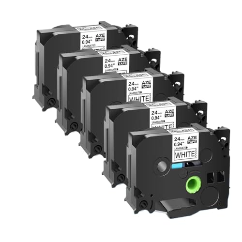 VVHKMSIL 5pcs 24 mm weißes laminiertes Etikettbandkennzeichnung kompatibel mit Etikettdruckermodellen Tze-251 PTD600 PT-P710BT von VVHKMSIL