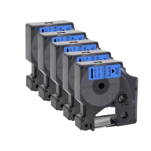 VVHKMSIL 5pcs 45013 12 mm D1 -Bandkompatibel mit LabelManager 160 280 Drucker -Druckerband Kompatibel mit 45010 45016 45018 Modelle(Black on Blue) von VVHKMSIL