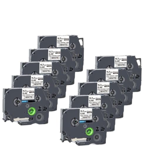 VVHKMSIL Klebeband Hitze Schrumpfrohr Druckerband HSE231 HSE211 HSE221 COMPATIBLER mit E500 E550W Drucker Universal Druckerbandbandklebeband(10PK Black on White) von VVHKMSIL