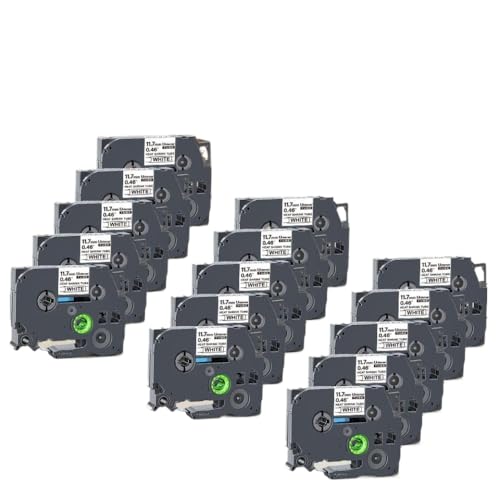 VVHKMSIL Klebeband Hitze Schrumpfrohr Druckerband HSE231 HSE211 HSE221 COMPATIBLER mit E500 E550W Drucker Universal Druckerbandbandklebeband(15PK Black on White) von VVHKMSIL