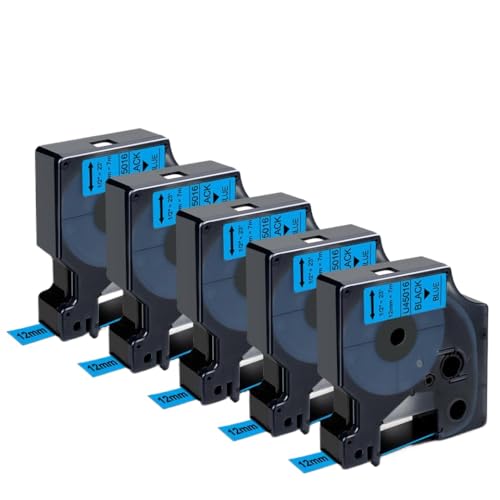 VVHKMSIL Kompatible Etikettenbänder schwarz auf weißem Ersatz Kompatibel mit LM160 45013 D210 D1 Label Maker 12mm 5pk 10pk 280(Black on Blue) von VVHKMSIL