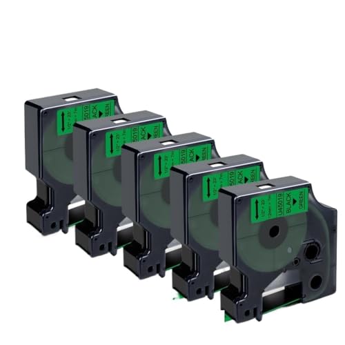 VVHKMSIL Kompatible Etikettenbänder schwarz auf weißem Ersatz Kompatibel mit LM160 45013 D210 D1 Label Maker 12mm 5pk 10pk 280(Black on Greem) von VVHKMSIL