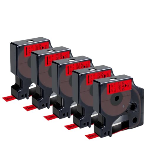 VVHKMSIL Kompatible Etikettenbänder schwarz auf weißem Ersatz Kompatibel mit LM160 45013 D210 D1 Label Maker 12mm 5pk 10pk 280(Black on Red) von VVHKMSIL