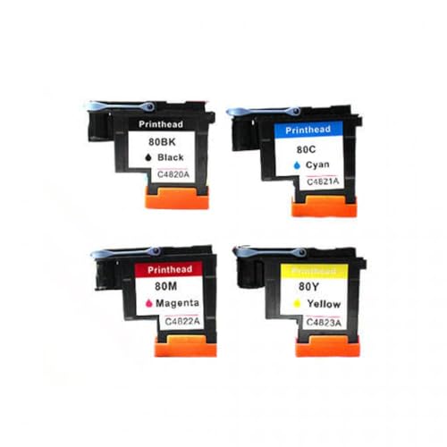 VVHKMSIL Kompatibler PrinThead C4820A C4821A C4822A C4823A Kompatibel mit 80 DesignJet 1000 1000plus 1050 1055 FOR80 Drucker(4PCS) von VVHKMSIL