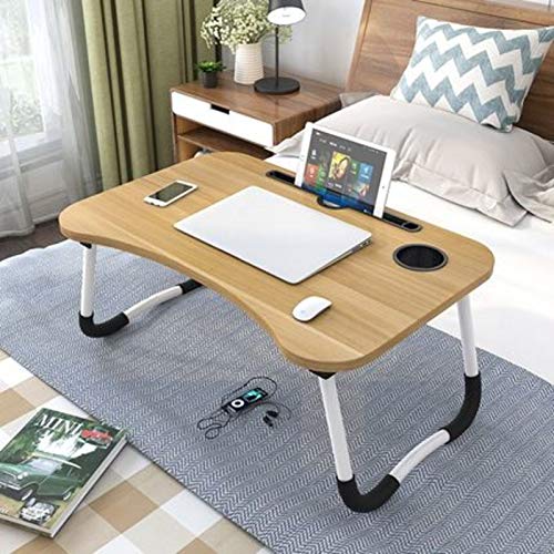Klappbarer Laptop-Schreibtisch aus Holz, tragbares Betttablett für Couch, Sofa, Schoßschreibtisch, Notebook-Tisch mit Tablet-Steckplätzen, Getränkehalter, A1, 60 x 40 x 28 cm (24 x 16 x 11 Zoll) von VVHUDA