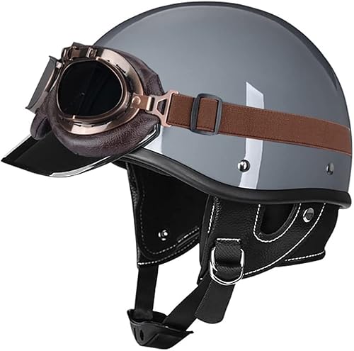Halbhelme Motorrad Halbschale Jet Mit Fliegerbrille Wehrmacht Helm Brain-Cap Halbhelm Jet Helm ECE-Zertifizierter Scooter Moped Helm Schutzhelm (Color : 8, Size : 61~62cm) von VVPEC
