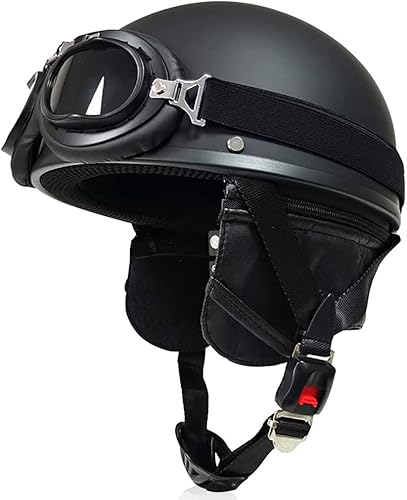 Halbschalenhelm Brain-Cap · Vintage Motorrad Halbhelme Erwachsene Motorrad-Helm Halbschale Jet-Helm Roller-Helm Scooter-Helm Mofa-Helm Retro mit Brille ECE zertifizierter (Color : 4, Size : 61~62cm Halbschalenhelm Brain-Cap · Vintage Motorrad Halbhelme Erwachsene Motorrad-Helm Halbschale Jet-Helm Roller-Helm Scooter-Helm Mofa-Helm Retro mit Brille ECE zertifizierter (Color : 4, Size : 61~62cm von VVPEC