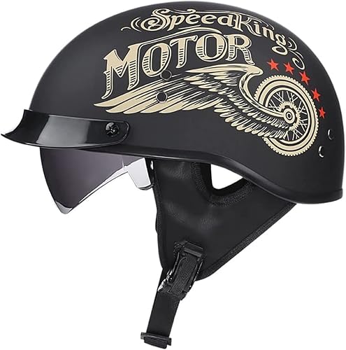 Halbschalenhelm Halbhelme · Halbschale Jet-Helm Roller-Helm ECE Genehmigt Scooter-Helm Mofa-Helm Retro Motorrad Half Helm mit Built-in Visier für Cruiser Chopper Biker (Color : 3, Size : 59~60cm) von VVPEC