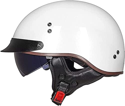 Motorrad Halbhelme Brain-Cap mit ECE Genehmigt mit Visier Brain-Cap Halbschale Roller-Helm Scooter-Helm Harley Jet-Helm Retro Für Erwachsene Herren Damen (Color : 3, Size : XL(61~62cm)) von VVPEC