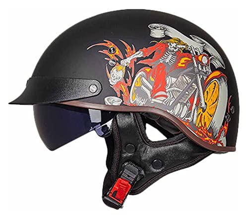Retro Oldtimer Halbschale Jet-Helm Halbschalenhelm Mit ECE Genehmigt Brain-Cap Halbschale Roller-Helm mit Visier Scooter-Helm Chopper Helm Moped Helm Retro für Erwachsene Herren Damen (Color : H, Si Retro Oldtimer Halbschale Jet-Helm Halbschalenhelm Mit ECE Genehmigt Brain-Cap Halbschale Roller-Helm mit Visier Scooter-Helm Chopper Helm Moped Helm Retro für Erwachsene Herren Damen (Color : H, Si von VVPEC