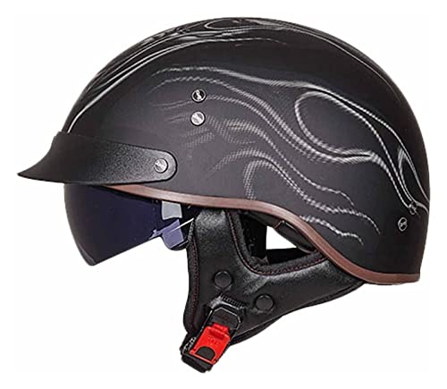 Retro Oldtimer Halbschale Jet-Helm Halbschalenhelm Mit ECE Genehmigt Brain-Cap Halbschale Roller-Helm mit Visier Scooter-Helm Chopper Helm Moped Helm Retro für Erwachsene Herren Damen (Color : J, Si Retro Oldtimer Halbschale Jet-Helm Halbschalenhelm Mit ECE Genehmigt Brain-Cap Halbschale Roller-Helm mit Visier Scooter-Helm Chopper Helm Moped Helm Retro für Erwachsene Herren Damen (Color : J, Si von VVPEC