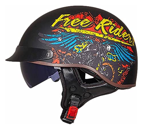 Retro Oldtimer Halbschale Jet-Helm Halbschalenhelm Mit ECE Genehmigt Brain-Cap Halbschale Roller-Helm mit Visier Scooter-Helm Chopper Helm Moped Helm Retro für Erwachsene Herren Damen (Color : K, Si Retro Oldtimer Halbschale Jet-Helm Halbschalenhelm Mit ECE Genehmigt Brain-Cap Halbschale Roller-Helm mit Visier Scooter-Helm Chopper Helm Moped Helm Retro für Erwachsene Herren Damen (Color : K, Si von VVPEC