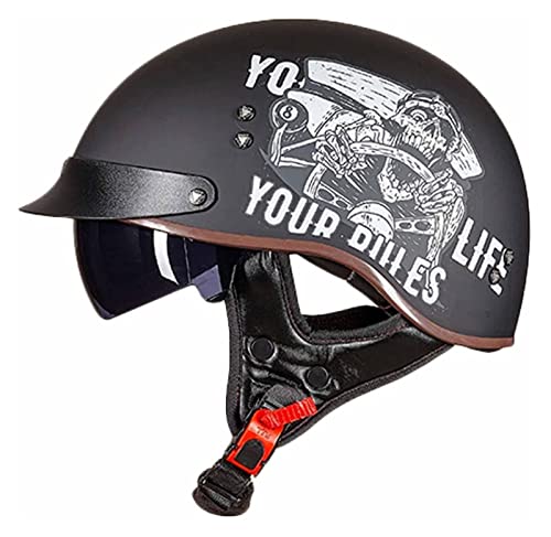 Retro Oldtimer Halbschale Jet-Helm Halbschalenhelm Mit ECE Genehmigt Brain-Cap Halbschale Roller-Helm mit Visier Scooter-Helm Chopper Helm Moped Helm Retro für Erwachsene Herren Damen (Color : M, Si Retro Oldtimer Halbschale Jet-Helm Halbschalenhelm Mit ECE Genehmigt Brain-Cap Halbschale Roller-Helm mit Visier Scooter-Helm Chopper Helm Moped Helm Retro für Erwachsene Herren Damen (Color : M, Si von VVPEC