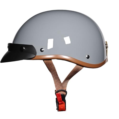 VVPEC Halbschalenhelm, Mit DOTECE Zugelassen Jethelm, Retro Schnellverschluss-Schnalle Motorrad Halbhelme Motorrad Helm Chopper Helm, Vintage Roller Helm Scooter-Helm(7,L=59~60cm) von VVPEC