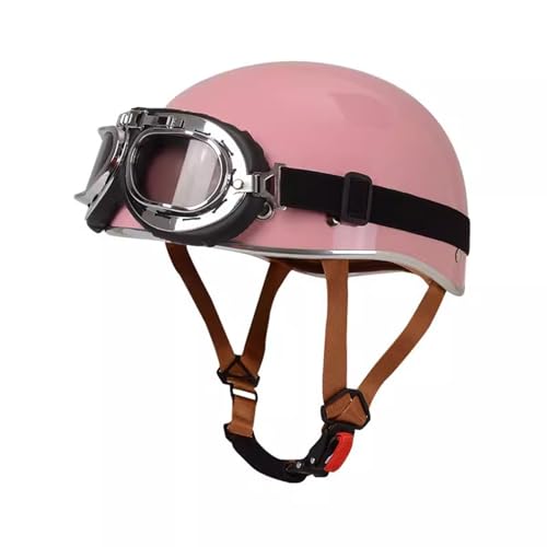 VVPEC Retro Motorrad Halbhelme Halbhelm Deutscher Stil Roller Cruiser Chopper Anti-Collision Helm mit Schutzbrille ECEDOT Zertifiziert Roller-Helm Scooter Mofa-Helm(6,M=57~58cm) von VVPEC