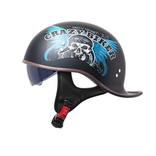VVPEC Retro Oldtimer Halbschale Jet-Helm Motorrad-Helm Brain-Cap,ECEDOT Zulassung Halbschale Motorrad-Helm Jet-Helm Roller-Helm Scooter-Helm Retro Motorrad Half Helm mit Built-in Visier(1,2XL=63~64cm) VVPEC Retro Oldtimer Halbschale Jet-Helm Motorrad-Helm Brain-Cap,ECEDOT Zulassung Halbschale Motorrad-Helm Jet-Helm Roller-Helm Scooter-Helm Retro Motorrad Half Helm mit Built-in Visier(1,2XL=63~64cm) von VVPEC