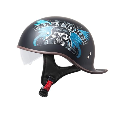 VVPEC Retro Oldtimer Halbschale Jet-Helm Motorrad-Helm Brain-Cap,ECEDOT Zulassung Halbschale Motorrad-Helm Jet-Helm Roller-Helm Scooter-Helm Retro Motorrad Half Helm mit Built-in Visier(2,2XL=63~64cm) VVPEC Retro Oldtimer Halbschale Jet-Helm Motorrad-Helm Brain-Cap,ECEDOT Zulassung Halbschale Motorrad-Helm Jet-Helm Roller-Helm Scooter-Helm Retro Motorrad Half Helm mit Built-in Visier(2,2XL=63~64cm) von VVPEC