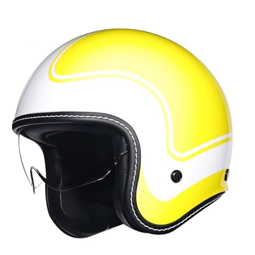 VVPEC Vintage Motorrad Jet Helm mit Visier, ECEDOT genehmigt Crash Jet Helm, Motorrad Open Face Helm, für Männer Frauen Road Legal, Retro 3/4 Open Face Design(5,2XL=63~64cm) von VVPEC