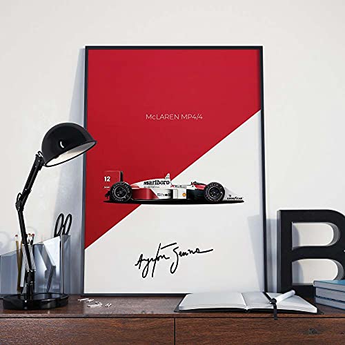 VVSUN Ayrton Senna Formel 1 McLaren Poster F1 Poster Rennwagen Wandbild Leinwand Malerei Drucke für Wohnzimmer Wohnkultur 50X75cm 20x30inch Kein Rahmen von VVSUN