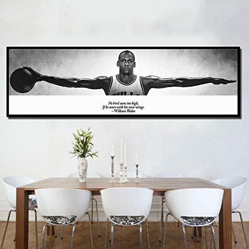 VVSUN Wandkunst Leinwand Bild für Wohnzimmer Bett Wohnkultur Michael Jordan Wings Sport Basketball Star Poster HD Leinwand Malerei 50x150cm Rahmenlos von VVSUN