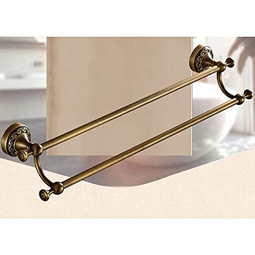 Badezimmer-Accessoires-Set Antique Brass Collection Geschnitzte Badezimmerprodukte Wandmontierte Messing-Badezimmer-Hardware-Set, 50 cm Doppelstange von VVW&LIU